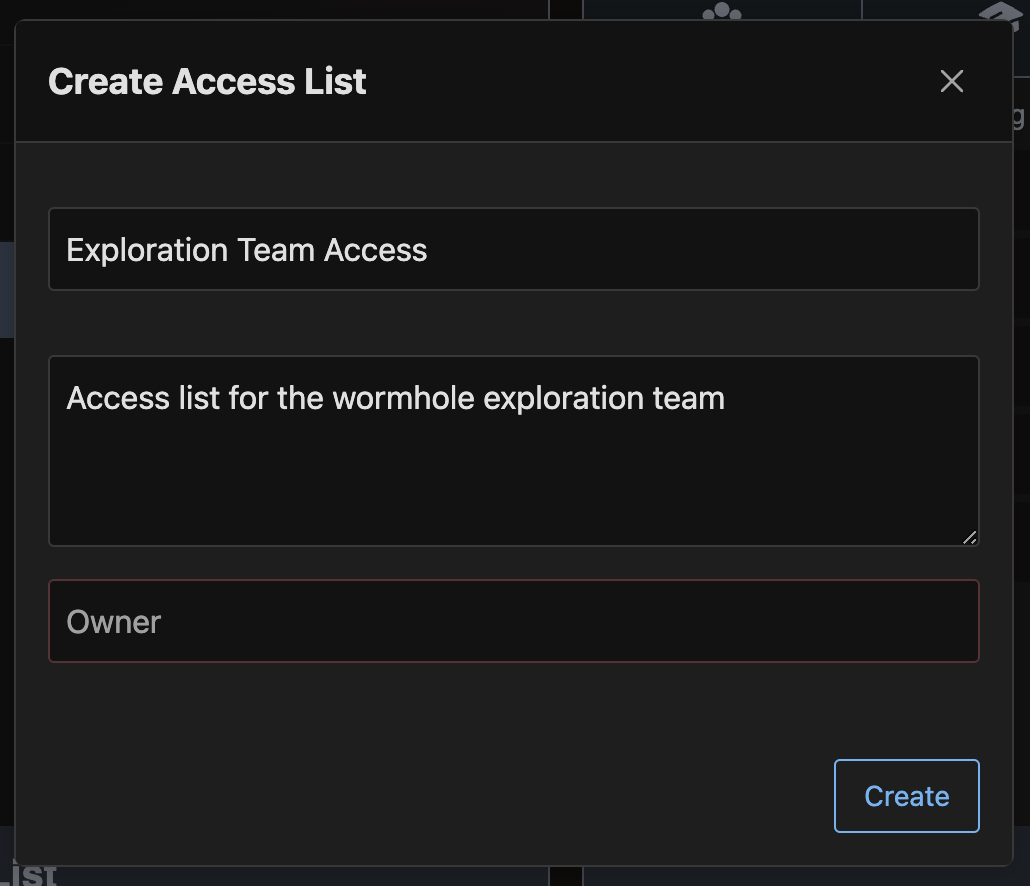 Create Access List Create Access List