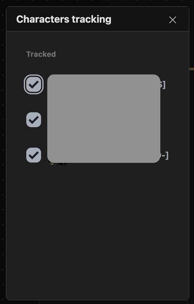 Characters Tracking Characters Tracking